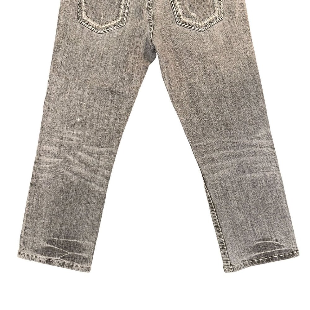 Miss Me JPB5014-5 Boyfriend Crop Womens Jeans 28 25 Gray Distressed Splatter - Picture 7 of 8